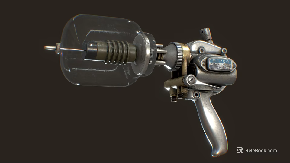Mechanical Weapon Featuring Transparent Casing Metal Gear Mechanism And Silver Handle 3d model 