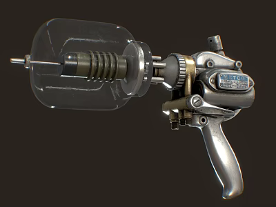 Mechanical Weapon Featuring Transparent Casing Metal Gear Mechanism And Silver Handle 3d model