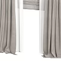 Gray Pleated Linen Curtains With White Sheer Voile Panels For Home Window Decor