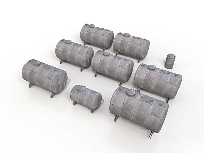 Durable Gray Storage Barrels For Household Storage With Various Sizes And Designs 3d model