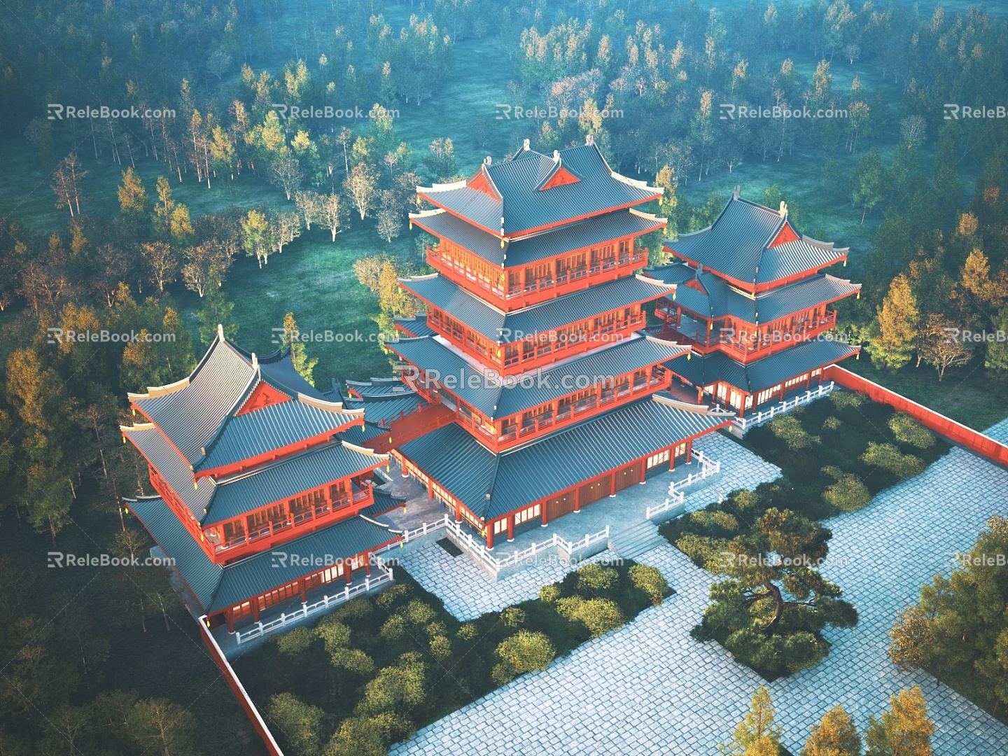 Aerial View of Chinese Ancient Buildings 3d model