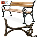 Outdoor Ground Featuring Vintage Wooden Bench With Ornate Metal Armrests