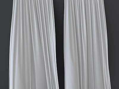 Elegant Soft White Pleated Curtains For Indoor Home Window Decoration 3d model
