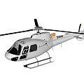 White Helicopter with Main Rotors Parked on Ground and Shadow 3d model
