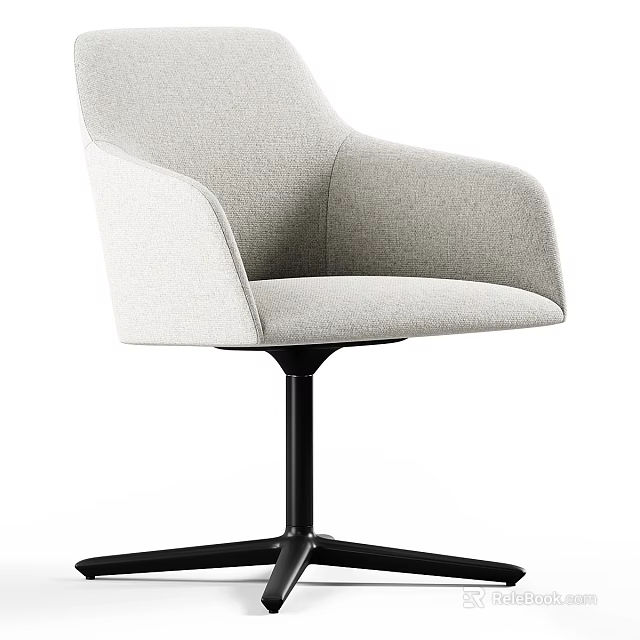 Modern Office Chair with Light Gray Fabric Upholstery and Swivel Base Design Features 3d model 