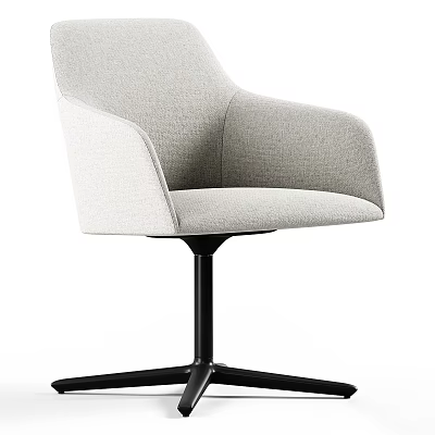 Modern Office Chair with Light Gray Fabric Upholstery and Swivel Base Design Features 3d model