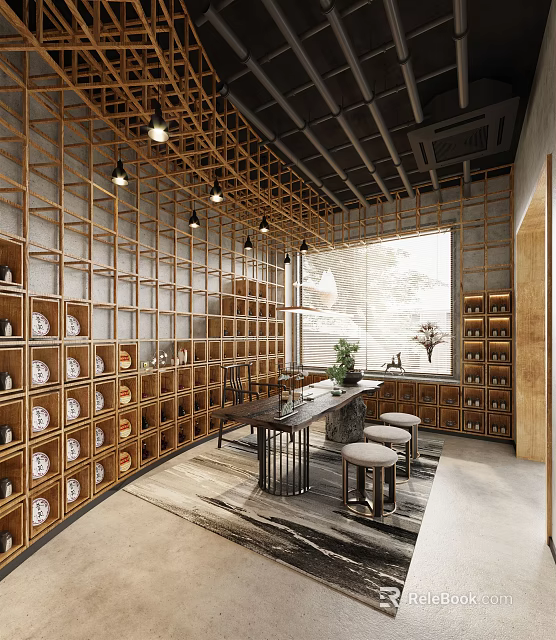 Elegant Wine Cellar Interior Design With Wooden Wine Racks Displayed Bottles And Ambient Lighting 3d model 