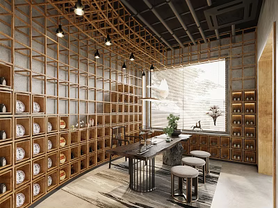 Elegant Wine Cellar Interior Design With Wooden Wine Racks Displayed Bottles And Ambient Lighting 3d model