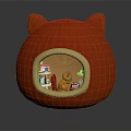 Red Cat Ear Shaped Lazy Sofa With Round Opening Cozy Plush Design