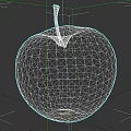 Fresh Ripe Red and Yellow Apple with Stem on Dark Background