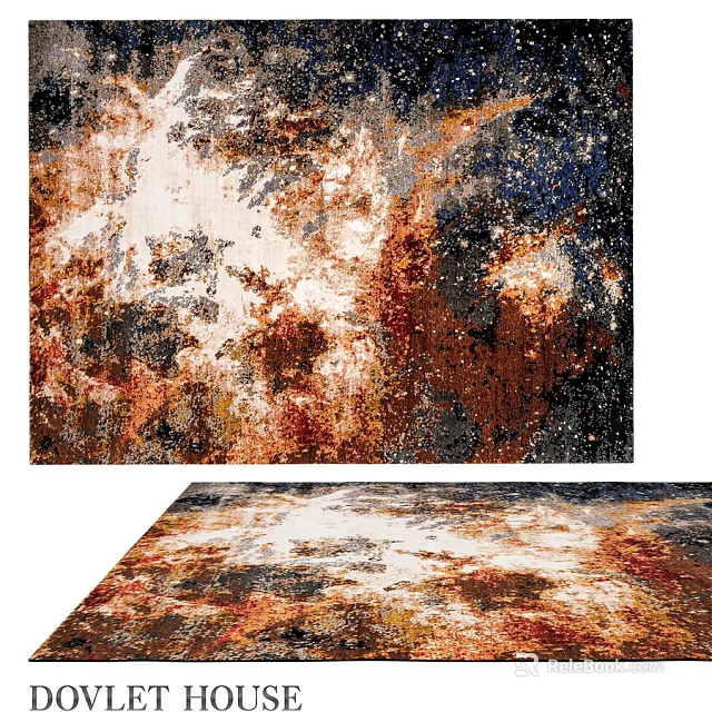 Vibrant Multicolor Abstract Square Rug With Distressed Artistic Design For Home Decor 3d model 