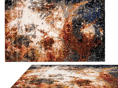 Vibrant Multicolor Abstract Square Rug With Distressed Artistic Design For Home Decor 3d model