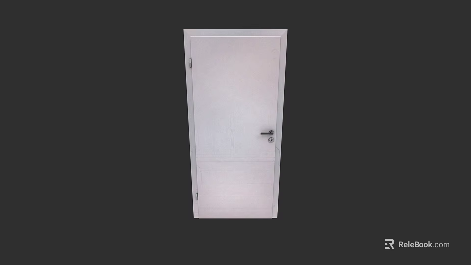 White Single Panel Swing Door With Modern Handle And Lock For Interior Home Use 3d model 