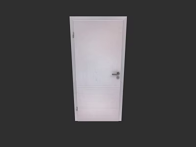 White Single Panel Swing Door With Modern Handle And Lock For Interior Home Use 3d model