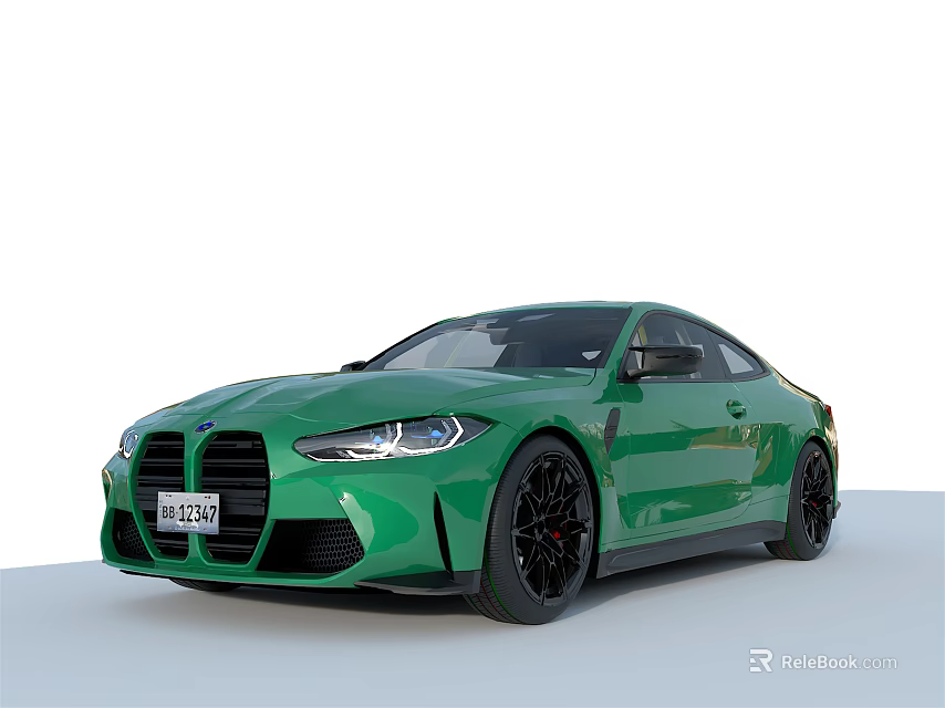 Green BMW M4 Coupe With Sporty Design And Black Alloy Wheels 3d model 