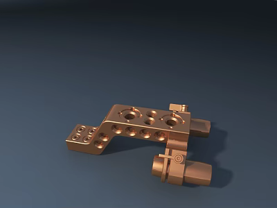 Bronze Colored Metal Road Infrastructure Supporting Bracket With Holes And Joints 3d model