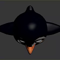 Cute Cartoon Penguin With Big Blue Eyes Open Wings And Orange Feet On Gray Background