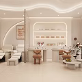 Modern Beauty Salon Interior With Comfortable Sofas Beauty Products Display And Decorative Flowers