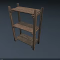 Natural Wooden Three Tiered Open Storage Shelf With Simple Design And Home Organization