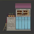 Charming Stone Building With Pink Roof Blue Greenhouse Balcony Plants Windows And Ladder
