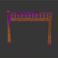 Decorative Wooden Archway With Red Bows And Green Garland Decorations