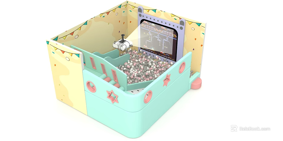Kids Playground With Yellow Blue Design Colorful Beads Toy Car Game Screen And Bunting Decorations 3d model 