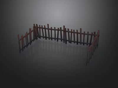 Wooden Roadside Fence With Square Structure For Traffic Safety Protection 3d model