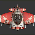 Cartoon Style Red And White Toy Airplane With Propeller And Cockpit