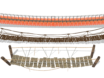 Modern Suspension Bridge Rural Landscape Suspension Bridge Scenic Area Iron Cable Bridge model