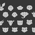 Collection of Cute Cartoon Animal Heads in Vibrant Colors and Styles