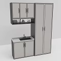 Bathroom Sink Vanity In Modern Design With Upper And Lower Storage Cabinets 3d model