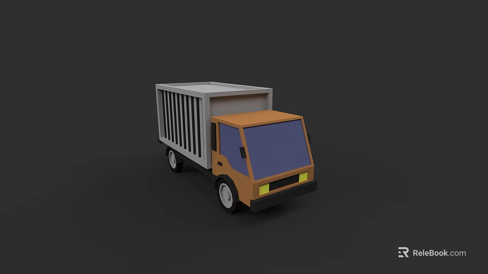 Orange White Cargo Truck With Black Wheels And Yellow Headlights Design 3d model 