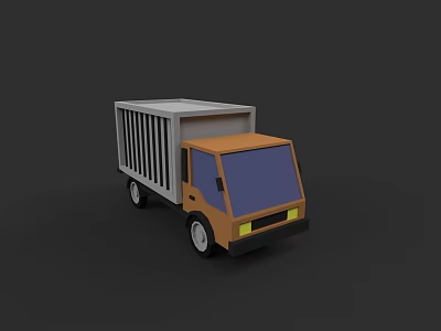 Orange White Cargo Truck With Black Wheels And Yellow Headlights Design 3d model