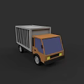 Orange White Cargo Truck With Black Wheels And Yellow Headlights Design