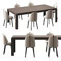 Modern Wooden Dining Table Set With Light Upholstered Chairs And Minimalist Design