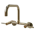Modern Stainless Steel Wall Mounted Faucet with Double Handles for Kitchen Use