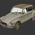 Silver Vintage Car With Brown Roof On Reflective Ground In Retro Style
