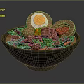 Hearty Food Bowl With Soft Boiled Egg Meat Pieces And Fresh Vegetables