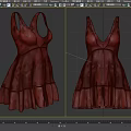 Stylish Red Sleeveless V Neck Dress with Ruffled Skirt and Feminine Design Details