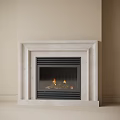 Classic Marble Fireplace Interior With Burning Logs And Modern Design