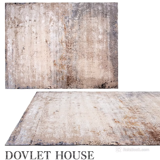 Vintage Distressed Square Rug With Neutral Beige Brown Gray Abstract Texture For Living Room Decor 3d model 