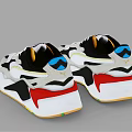 Stylish Black And White Sneakers With Colorful Accents And Modern Design