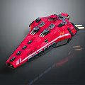 Red Sci Fi Spaceship Model With Detailed Weapon Systems And Panel Markings 3d model
