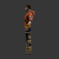 Male Adventurer Character With Companion Creature And Firearm Shovel Backpack Tools
