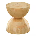Natural Wooden Stool With Stacked Round Platforms And Visible Grain