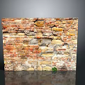Architectural Brick Wall With Various Colored Bricks Weathered Texture And Small Green Plant