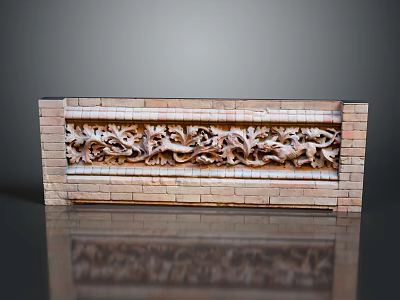 Traditional Brick Carving Decorative Component With Intricate Carved Patterns And Brick Structure 3d model