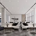 Modern Sales Office Reception Area With Marble Desk Large Windows And Decorations