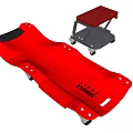 Red Wheeled Slide Base With SLIDE EXAM Text And Black Red Wheeled Stool 3d model