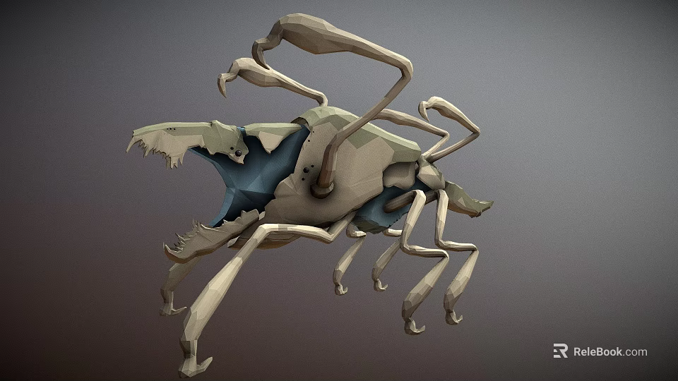 Game and Movie Fantasy Creature Character With Multi Legs Sharp Claws and Gray Blue Tones 3d model 